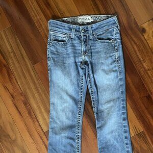 Ariat Jeans Real Denim Mid Rise Jeans Straight Leg Stretch Western Blue